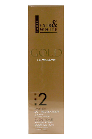 A jar of Fair & White Gold Revitalizing Fade Cream -Unifier with a shimmering gold label.